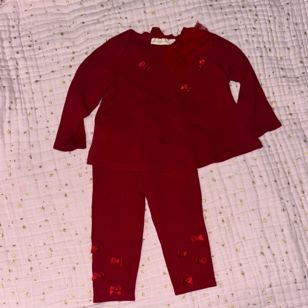 First Impressions Red Kids Pajama Set with Bow Details